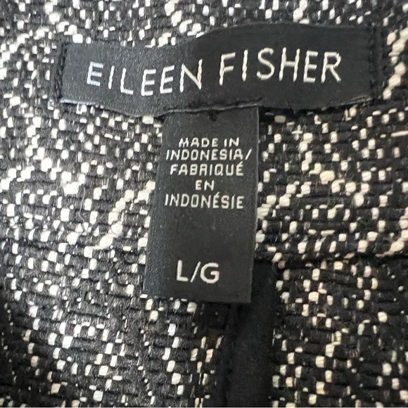 EILEEN FISHER Large Jacquard Suit Blazer  FLIGHT JACKET BLACK Zip Career - Picture 3 of 5